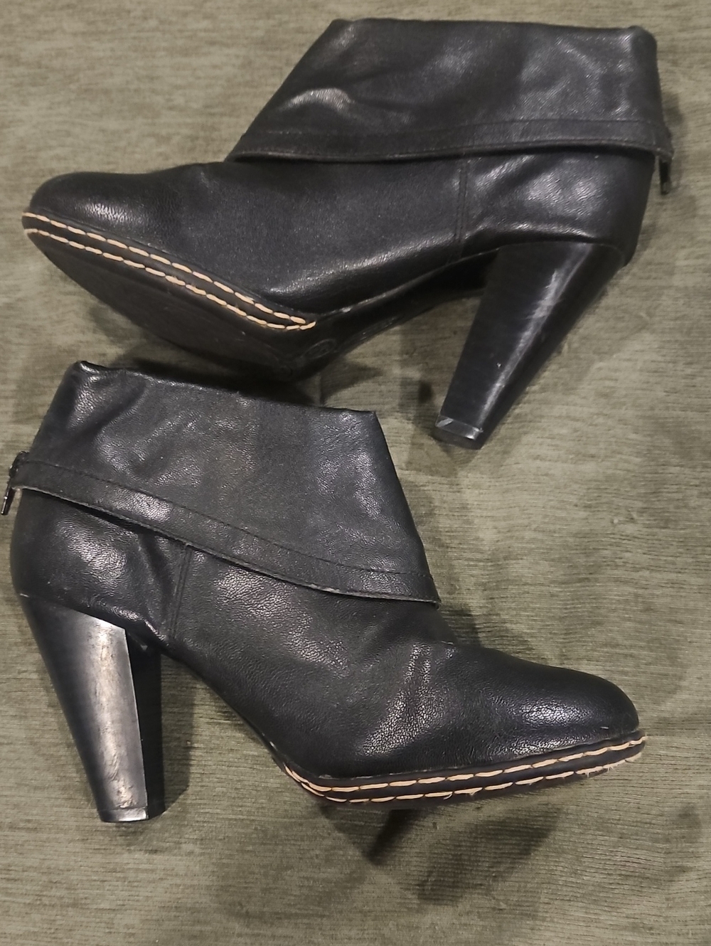 Merona Black Fold-Over High Heel Ankle Boots